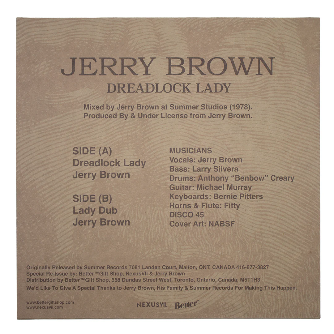 Better™ Gift Shop / Nexus VII / Summer Records - “Jerry Brown - Dreadlock Lady” 12" Vinyl Record - Image 4